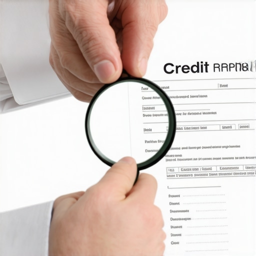 Expert reviewing credit report for errors Professional analyzing credit report for inaccuracies