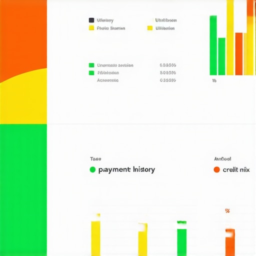 An infographic illustrating key factors affecting credit scores, including utilization, payment history, and credit mix.