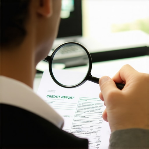 Person scrutinizing credit report for subtle errors