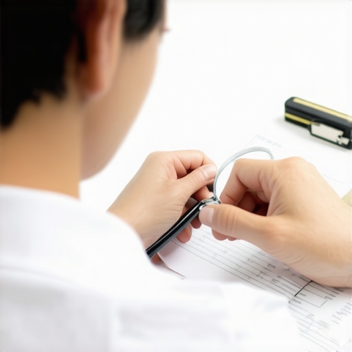 Person analyzing credit report for subtle inaccuracies.