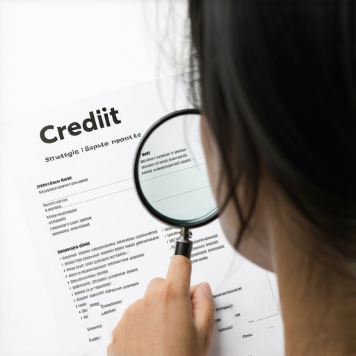 Person analyzing credit report for dispute tactics.