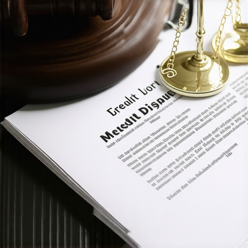 Legal document with gavel and scales representing credit dispute laws.