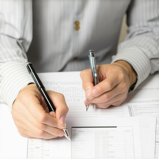 Individual analyzing credit report for disputes and strategic planning.