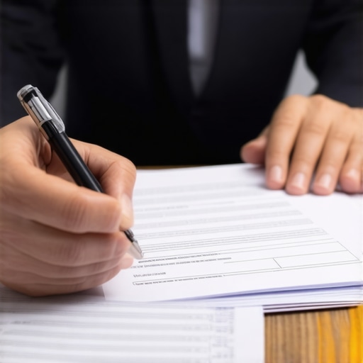 Person analyzing credit report errors and legal documents for credit repair