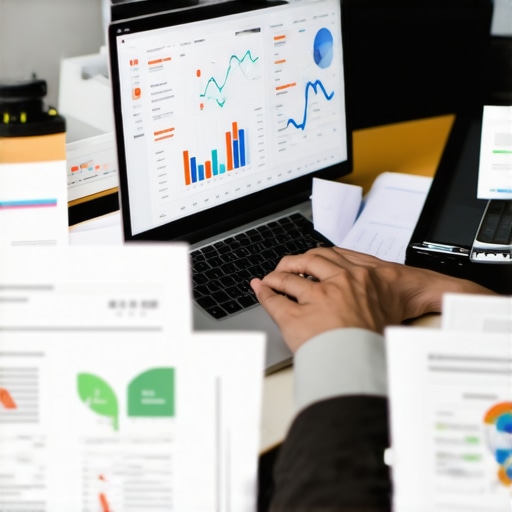 Person managing credit score on laptop with financial data