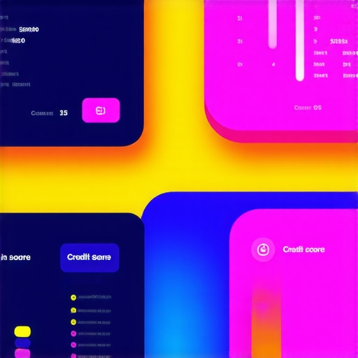 Digital Credit Management Dashboard A sophisticated digital dashboard displaying credit scores and financial data to monitor credit health