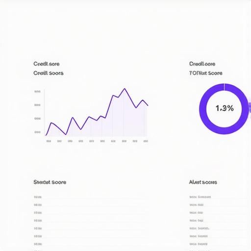 A sleek, modern dashboard interface showing credit score trends and alerts.