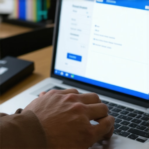 A person managing their credit report using online software on a laptop.