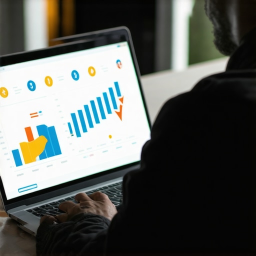 Staying Ahead: Digital Tools for Credit Maintenance Person using credit monitoring software on a laptop to track credit score changes effectively.
