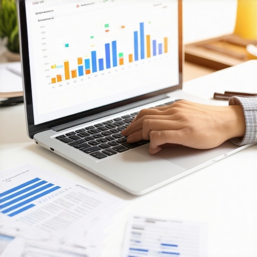 Effective Credit Management Tools in Action Person managing credit report on laptop with financial documents and digital tools