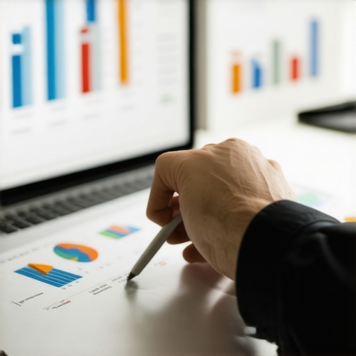 Individual analyzing credit report data on a laptop to maintain good credit habits.