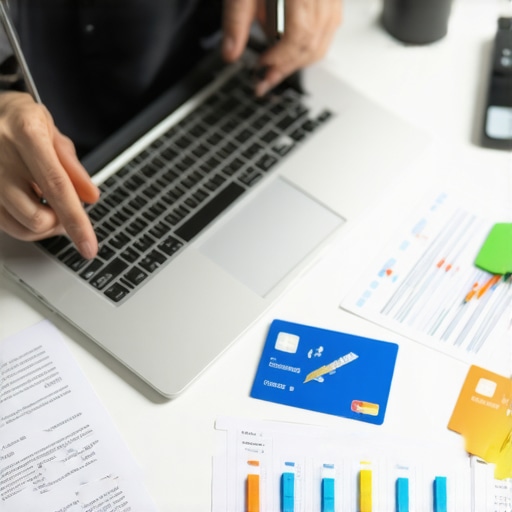 Person analyzing credit reports and dispute evidence on a laptop.