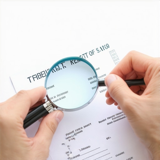 Scrutinizing Credit Report for Errors Person analyzing credit report closely with a magnifying glass.