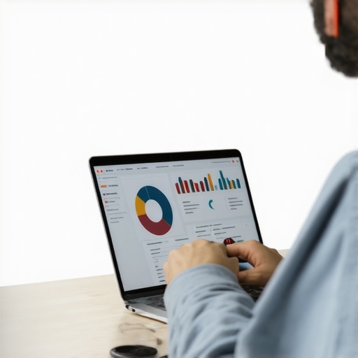 Person analyzing credit report on laptop with graphs and data