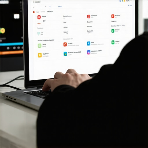 Credit Management Tools in Action A person monitoring their credit scores and reports on a laptop with various financial tools.