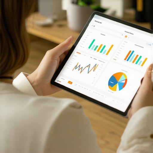 Person analyzing credit scores on a tablet with financial graphs.
