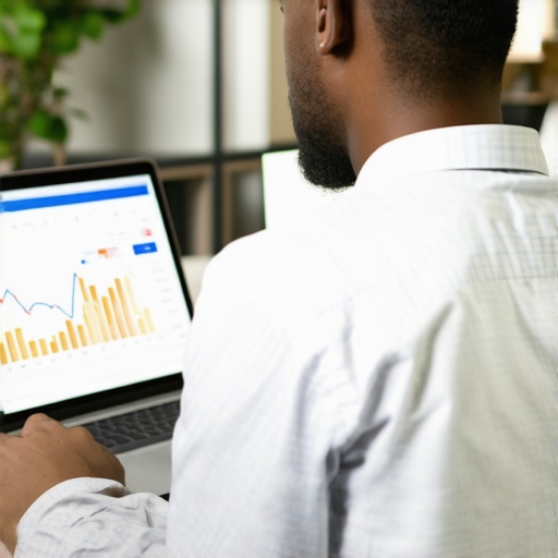 Individual monitoring credit score and financial data on computer.