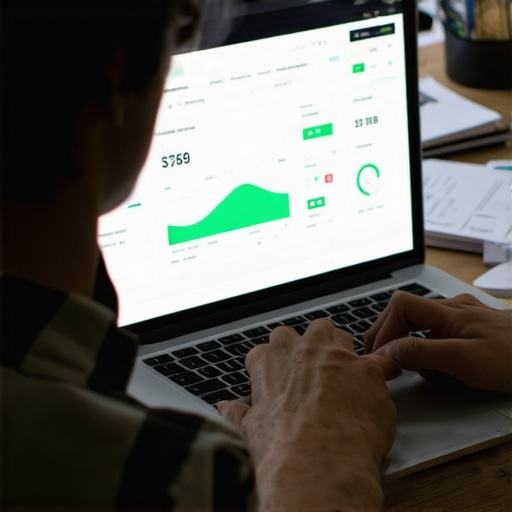 Personal Credit Monitoring Setup Person reviewing their credit report on a laptop with financial data displayed.