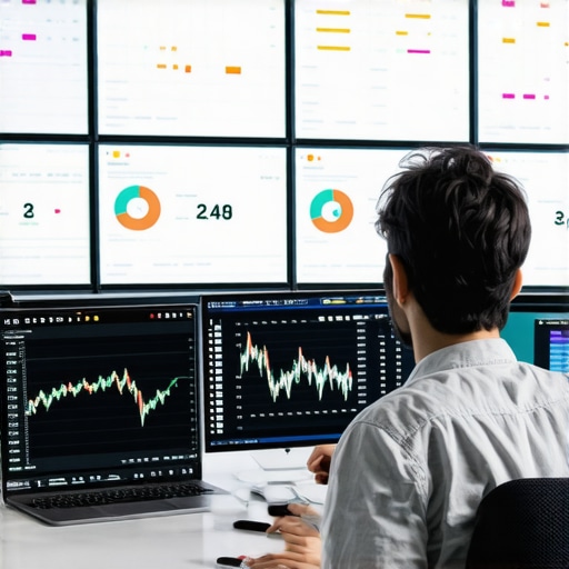 Smart credit management in action Individual reviewing credit reports on multiple screens for financial stability