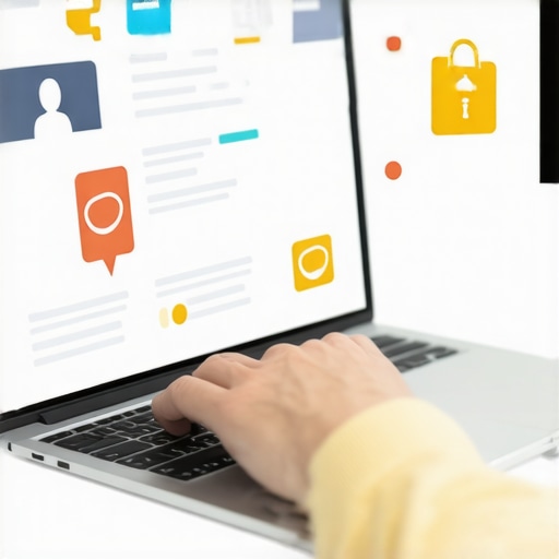 Digital Credit Management in Action Individual working on credit report on laptop with real-time alerts