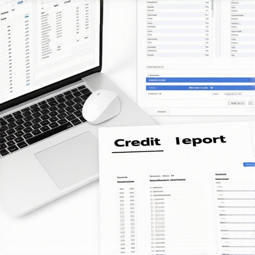 Effective Credit Management Tools in Action Credit report documents with financial software open on a laptop