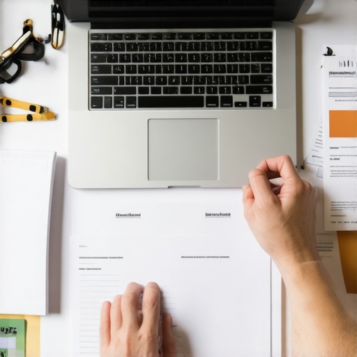 Organizing Evidence for Credit Dispute Individual sorting and preparing documents on a desk for credit report correction