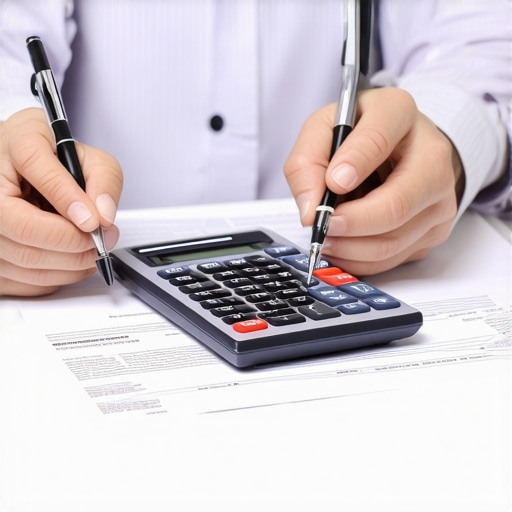 Individual analyzing credit report documents with tools to identify errors for credit repair.