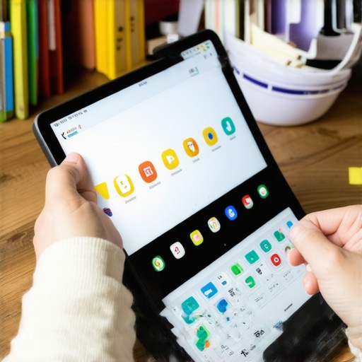 Digital organizing of credit reports Person using a tablet to manage credit documents efficiently