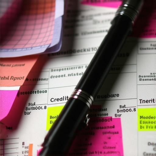 Close-up of credit report showing errors with supporting documents