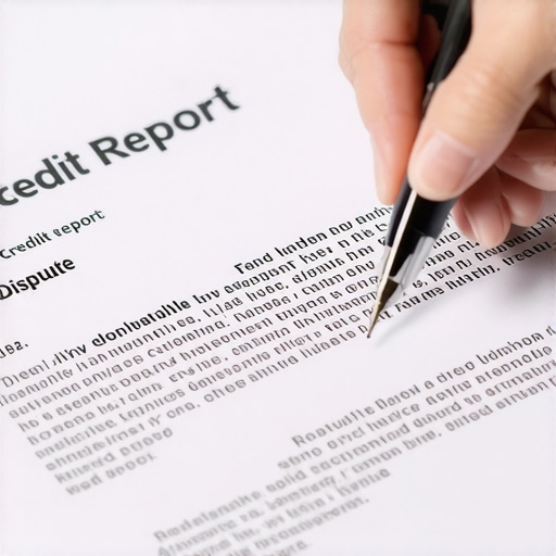 Disputing Credit Errors Person reviewing and signing credit report dispute documentation