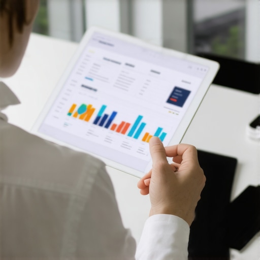 A professional reviewing credit reports using digital tools on a tablet.