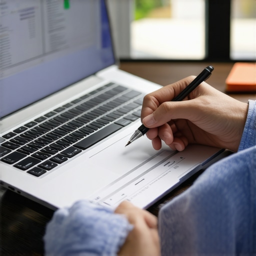 Individual managing credit reports with alerts and organized files for long-term credit health.