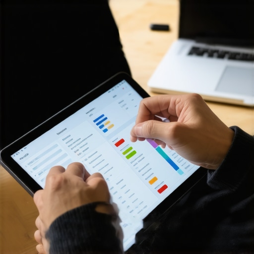 Organizing Your Credit Maintenance Tools A person reviewing credit reports on a tablet surrounded by organized files and a laptop, demonstrating effective credit monitoring and dispute management.