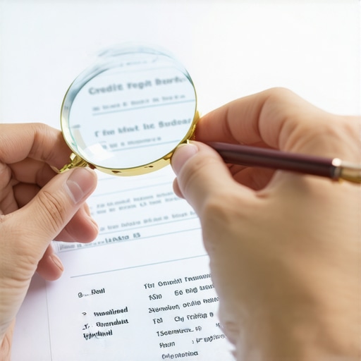 Person analyzing credit report closely