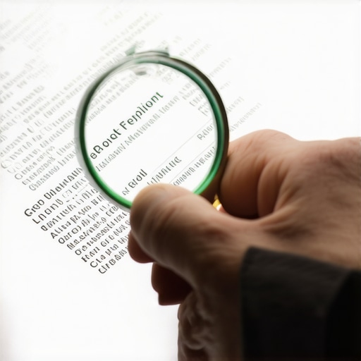 Person examining credit report for inaccuracies.
