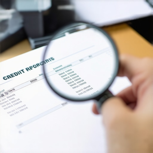 Person examining credit report for inaccuracies