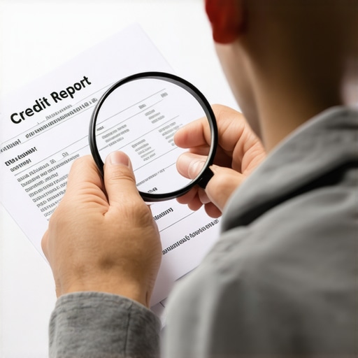Person examining credit report closely to identify errors.