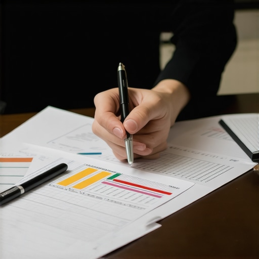 Person analyzing credit reports and using financial tools for monitoring