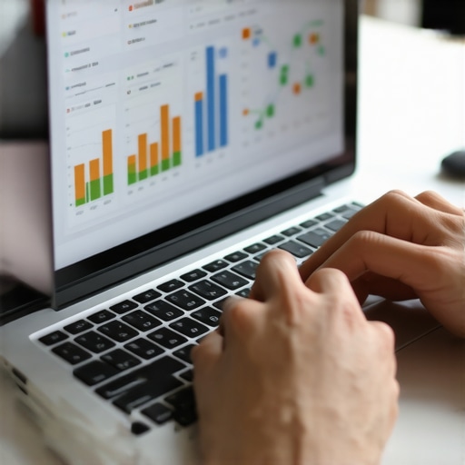 Credit Management Tools in Action Person analyzing credit scores and reports on a laptop.