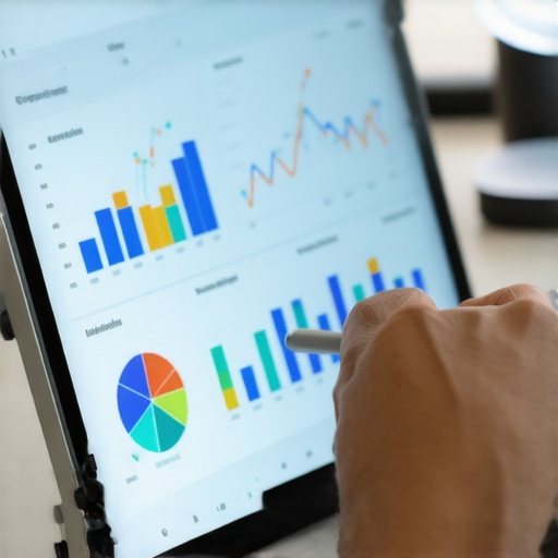 Person using a tablet with credit analytics and graphs, representing credit management tools.