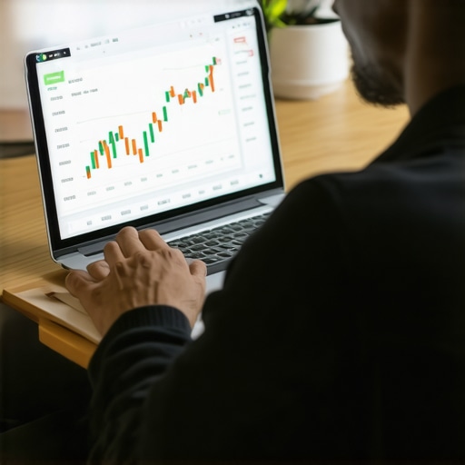 Person working on credit repair with financial software and credit score visuals