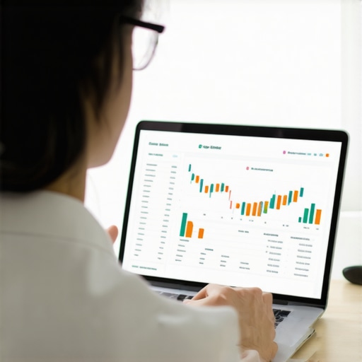 Credit Monitoring in Action Person analyzing credit report on laptop with financial graphs