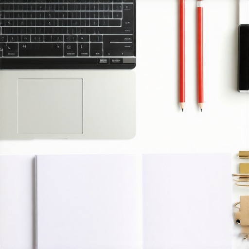 A clean and organized desk with laptop and credit documents