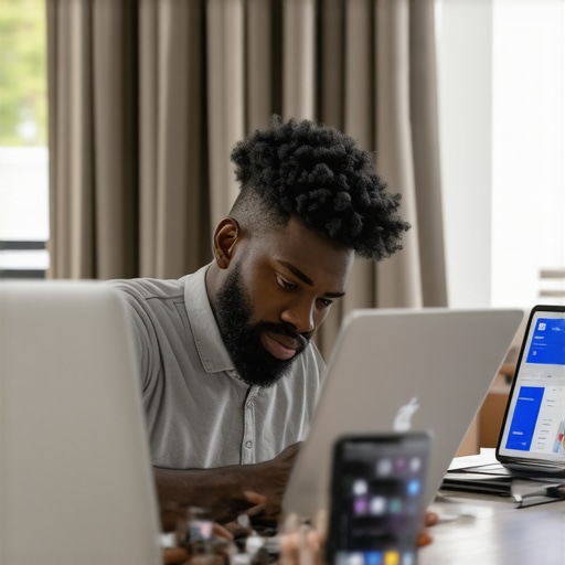 Digital Credit Monitoring Person using multiple devices to monitor credit score and reports
