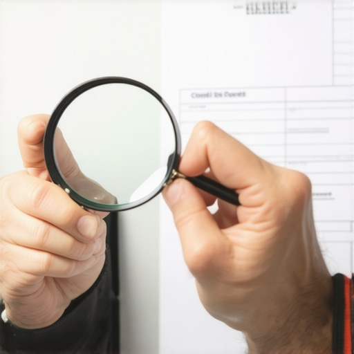 Person analyzing credit report for inaccuracies.