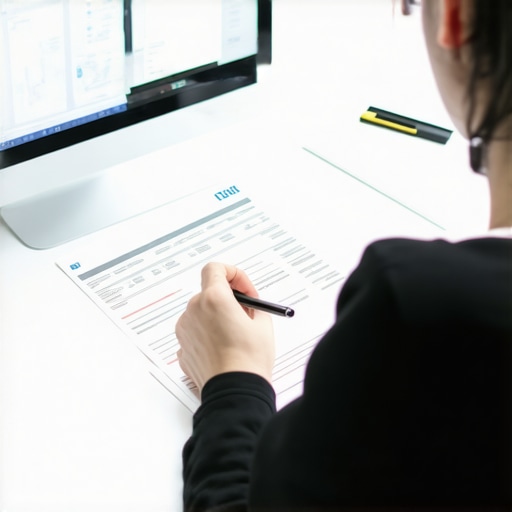 A person analyzing credit report documents on a computer for credit repair