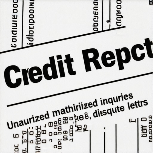 Disputing Unauthorized Credit Inquiries Person reviewing credit report with a magnifying glass and dispute documents.