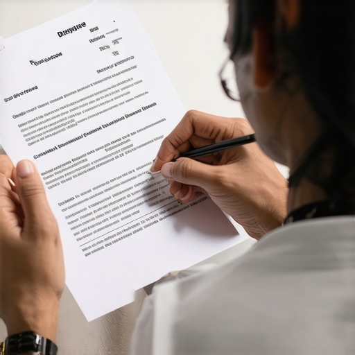 Person analyzing credit report discrepancies during dispute process using documentation