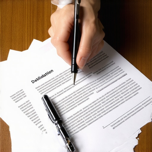 Person writing a debt validation letter with financial documents nearby.