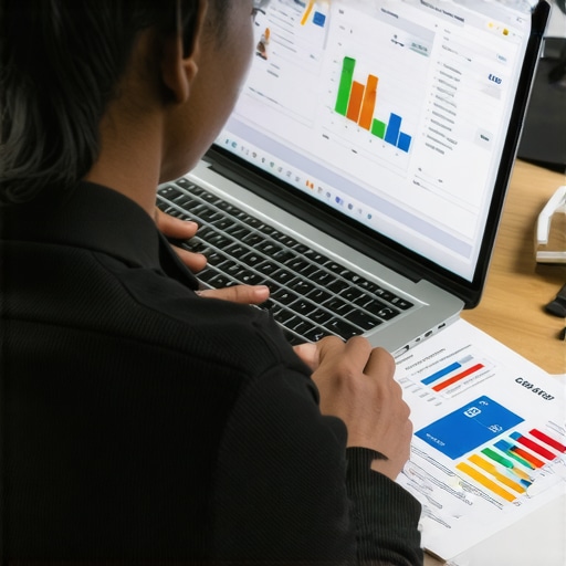 Person using a laptop with financial tools for credit management